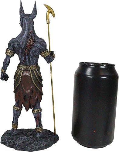 Miniatura 6 de Ebros Gift Ancient Egyptian Underworld Zombie Chacal Dios Anubis con Ankh Staff Spear Figurine Gods of Egypt Deity of The Dead of The Dead Dead of