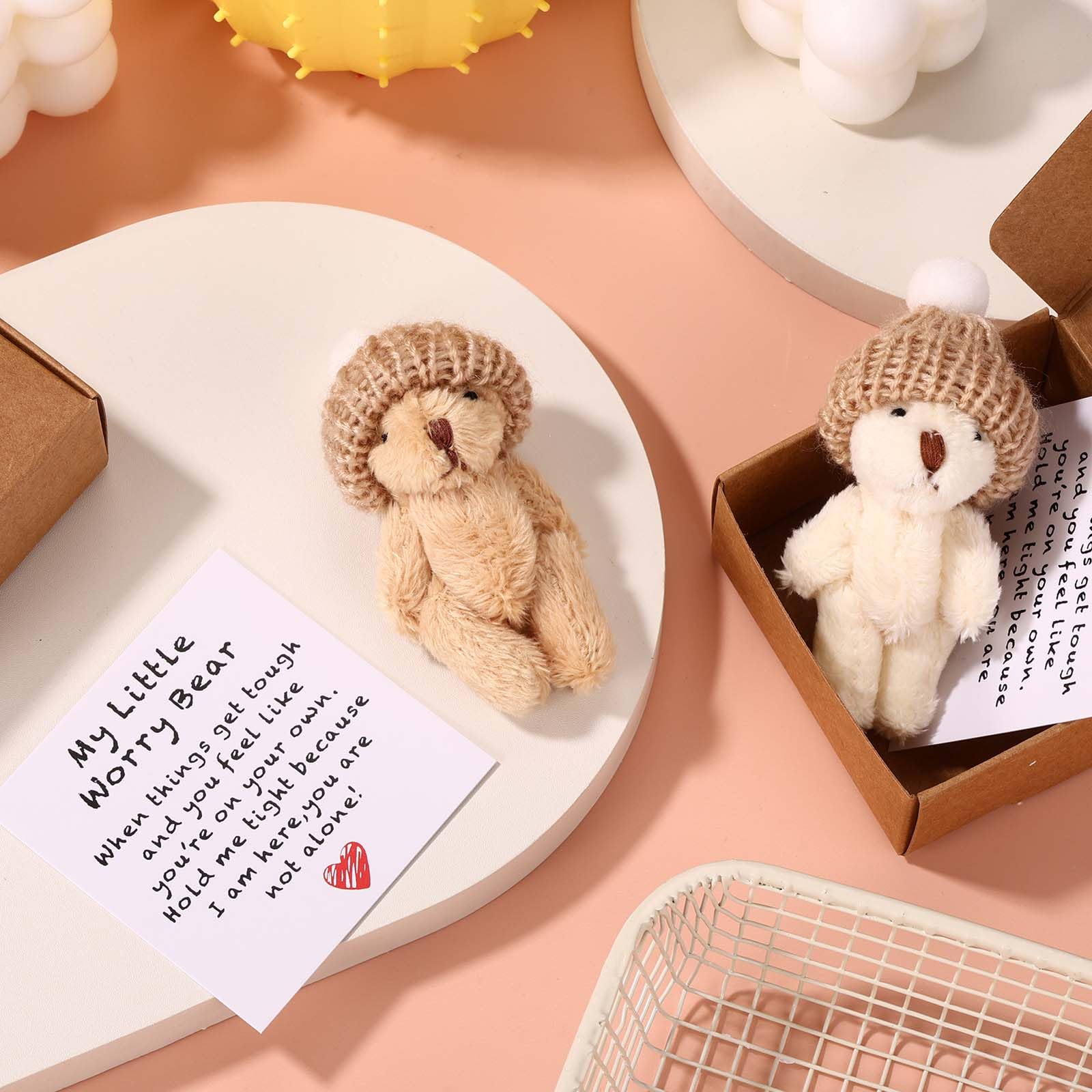 TOYMIS 2 Sets My Little Worry Hug Bear in Box with Inspirational Card - Image 4