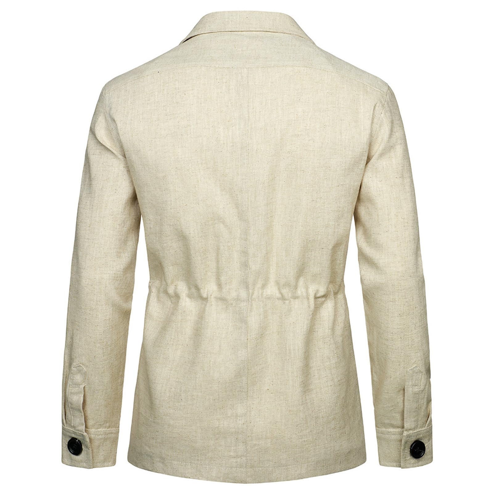 Giacca di Lino Leggera da Uomo Bottoni Traspirante Casual Blazer Cappotto con Tasche