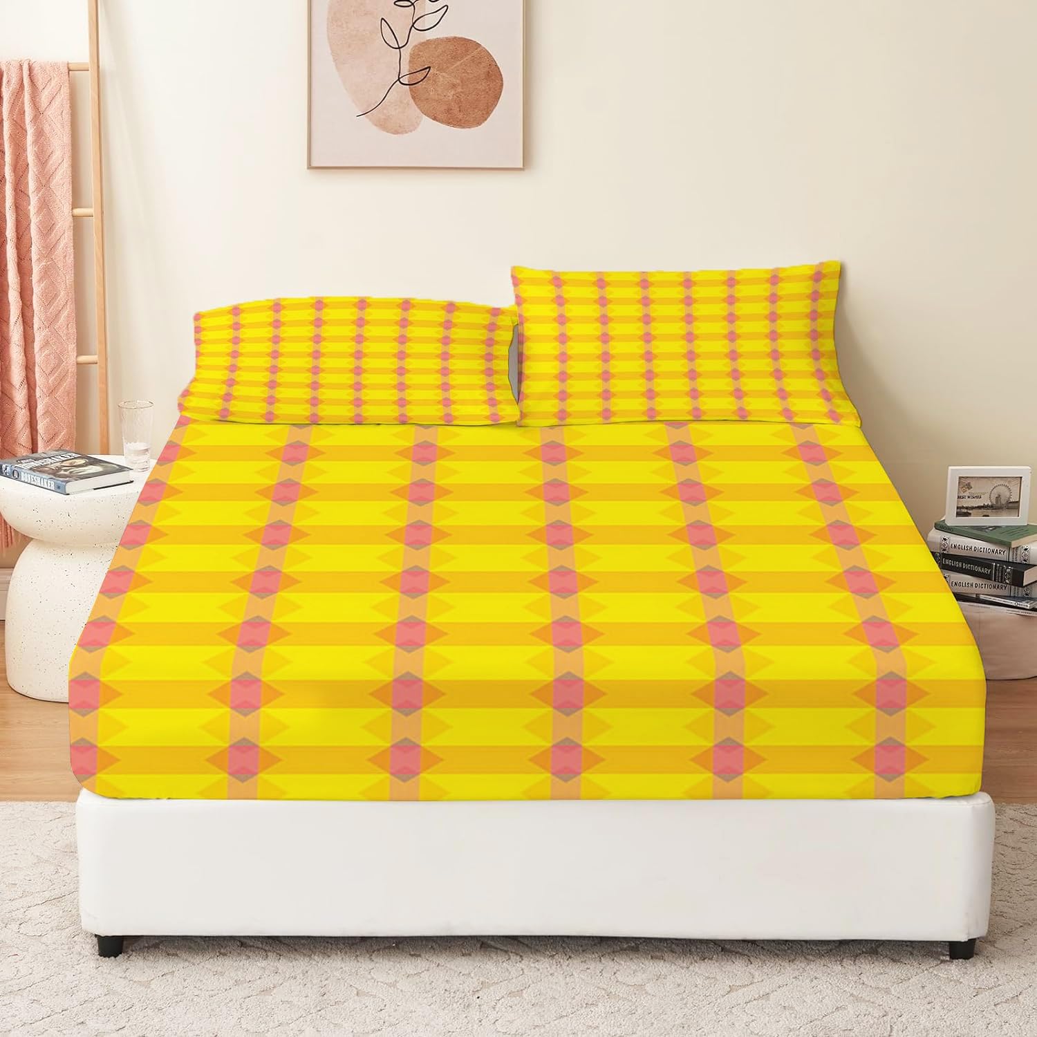Drap housse microfibre jaune pour illuminer votre chambre adulte