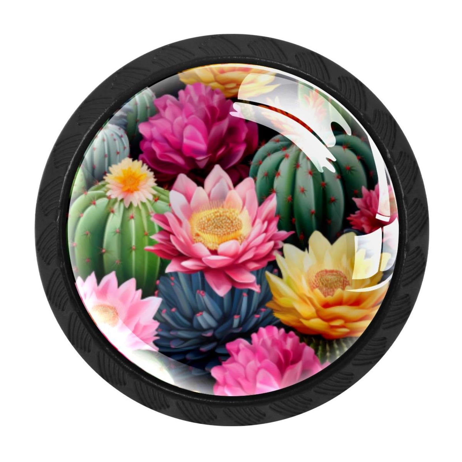 CHENZZZZ 4 Pieces Cactus Kitchen Cabinet Knobs Drawer Knobs Dresser Knobs Black Knobs Drawer Pulls Dresser Drawer Handles Knobs for Dresser Drawers