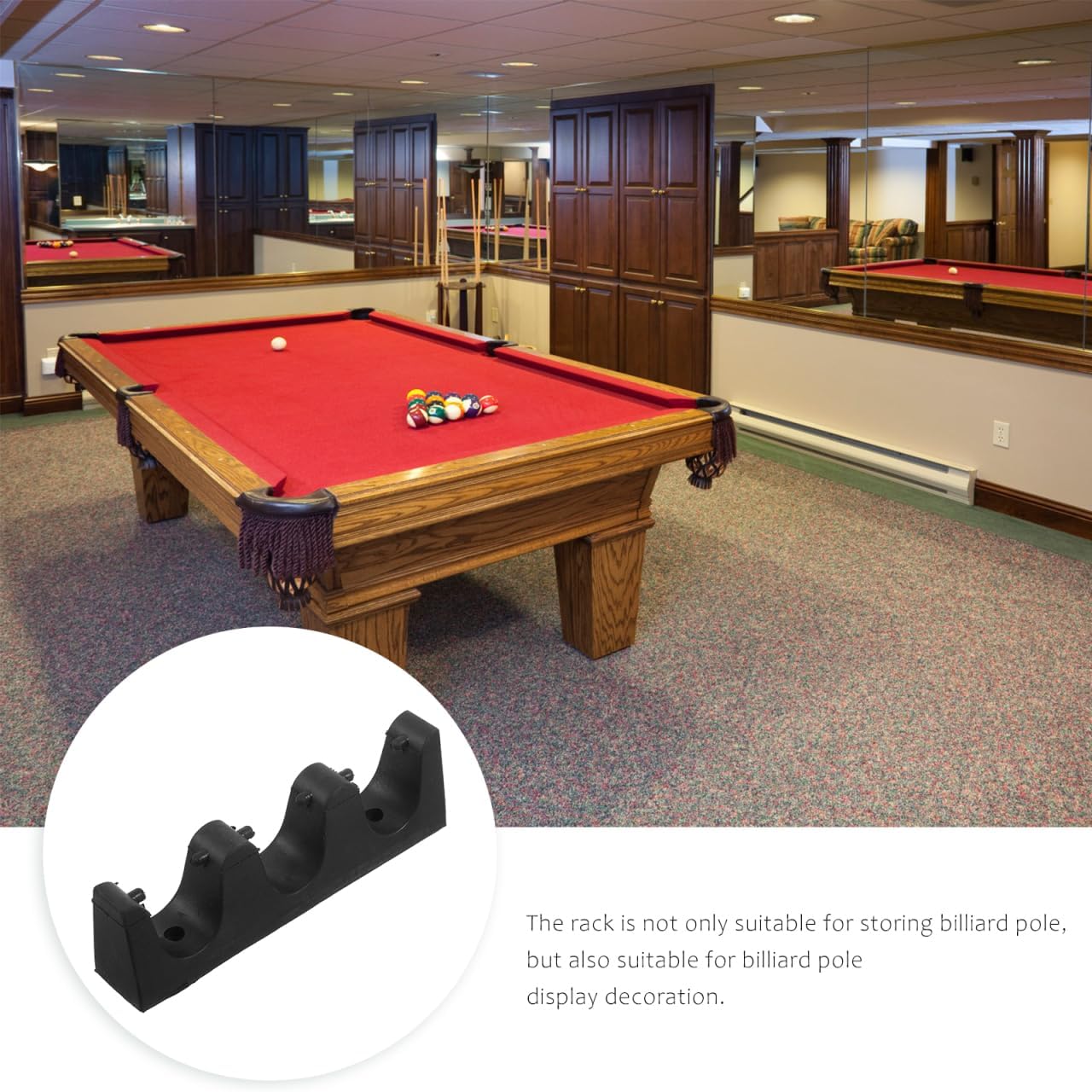 UKCOCO Billiard Cue Stand Rack 3-Hole Rubber Pool Stick Holder for Billiards Accessories Sturdy Plastic Cue Rack for Game Rooms and Home Use