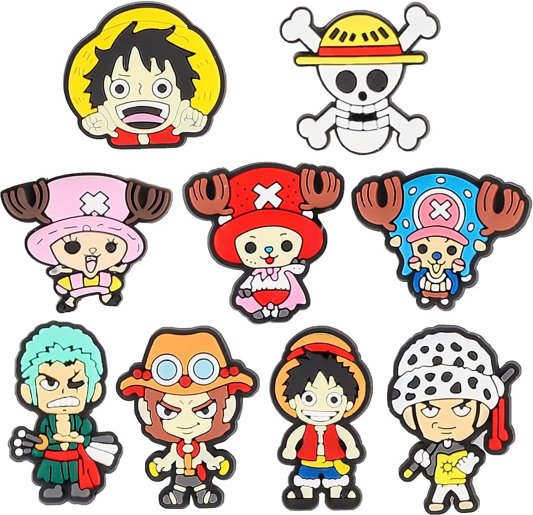 One Piece Shoe Charms,9 Pcs Anime Charms for Shoe,PVC Shoe Decorations Accessories,Gift for Kids Bracelet Wristband