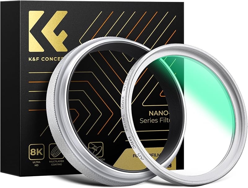K&F CONCEPT MCUV Filter (Silver Frame) Compatible with Fujifilm X100 Series | Protection Camera Lens Filter Compatible with Fujifilm X100 Series Accessories-X100/X100F/X100S/X100T/X100V/X100VI-FP705