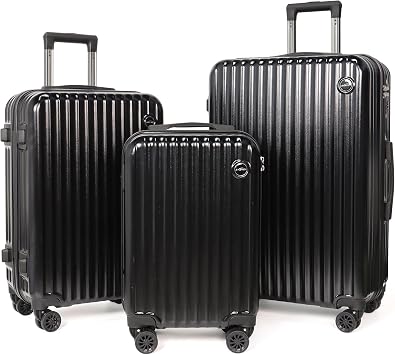 Hardside Spinner Luggage Set, 3-Piece Black, 20/24/28 Inch