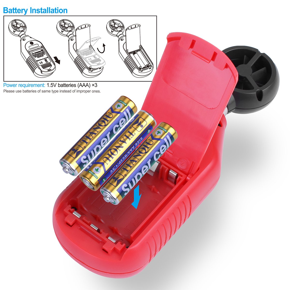 Bluetooth Anémomètre,Uni-T Portable Mini Digital anémomètre avec thermomètre et max/min pour collecte de données Météorologiques et l'extérieur Sports windsurf Sailing avec écran LCD rétroéclairé