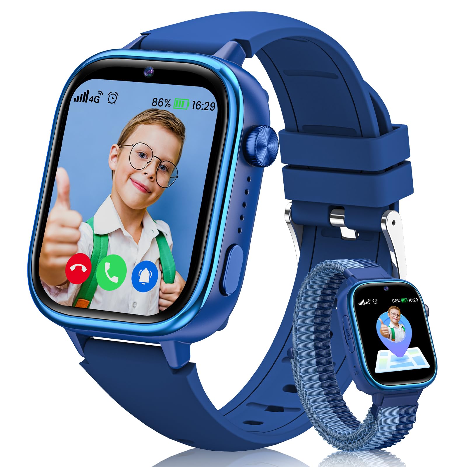 RUXINGX Smartwatch Bambini con GPS e Chiamate, Orologio Bambini (Blue)