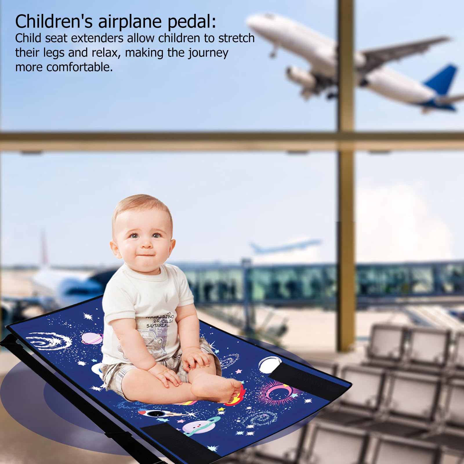 Estensione del sedile dell'aereo per bambini: 79 x 44 cm Poggiapiedi in aereo per bambini per viaggio, lettino da viaggio pieghevole e portatile per aereo, accessori da viaggio, cielo stellato