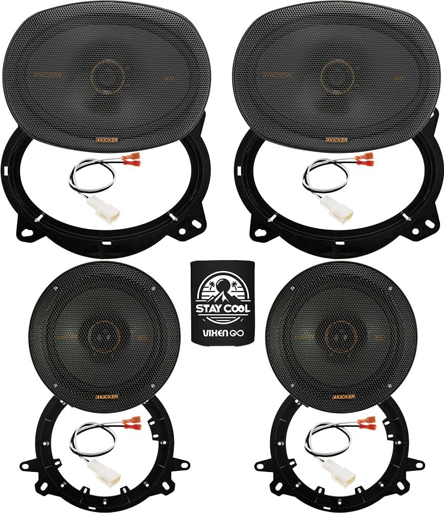 KICKER Speakers 6X9 & 6.5 inch for Toyota 4Runner 2003-2024 Upgrade Kit - 2 Pairs of KS Series with Adapters and Harness, Car Audio Front & Rear Door Speaker KSC6904, 51KSC6904 & KSC6504, 51KSC6504
