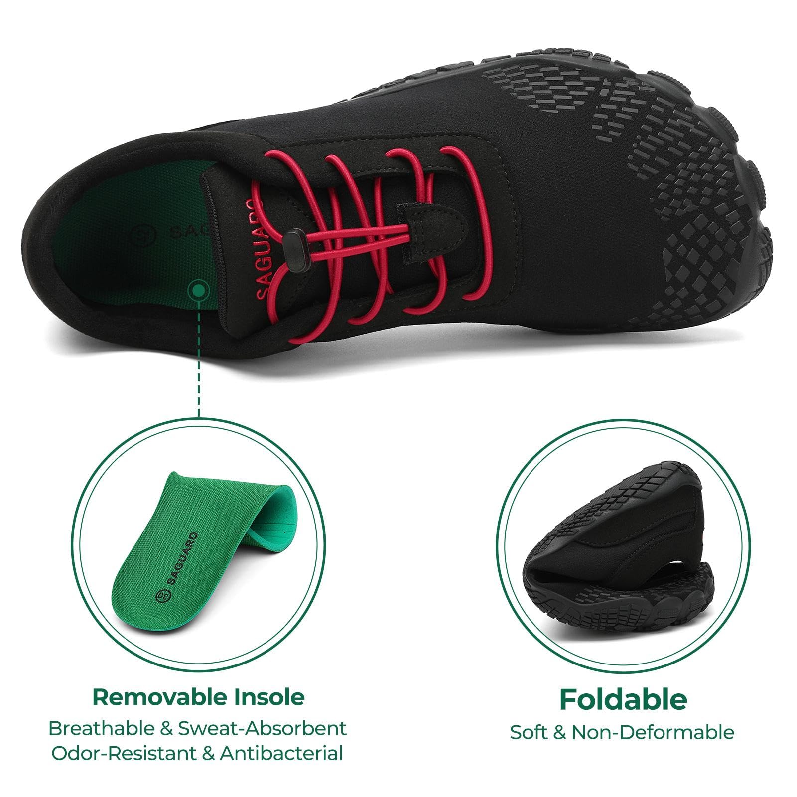 SAGUARO Barefoot Shoes Uomo Donna Scarpe Barefoot - Scarpe Minimaliste Scarpe da Palestra - Traspiranti Scarpe da Scoglio - Punta Larga e Suola a Goccia Zero Nero Fumoso,Gr.35-48 EU