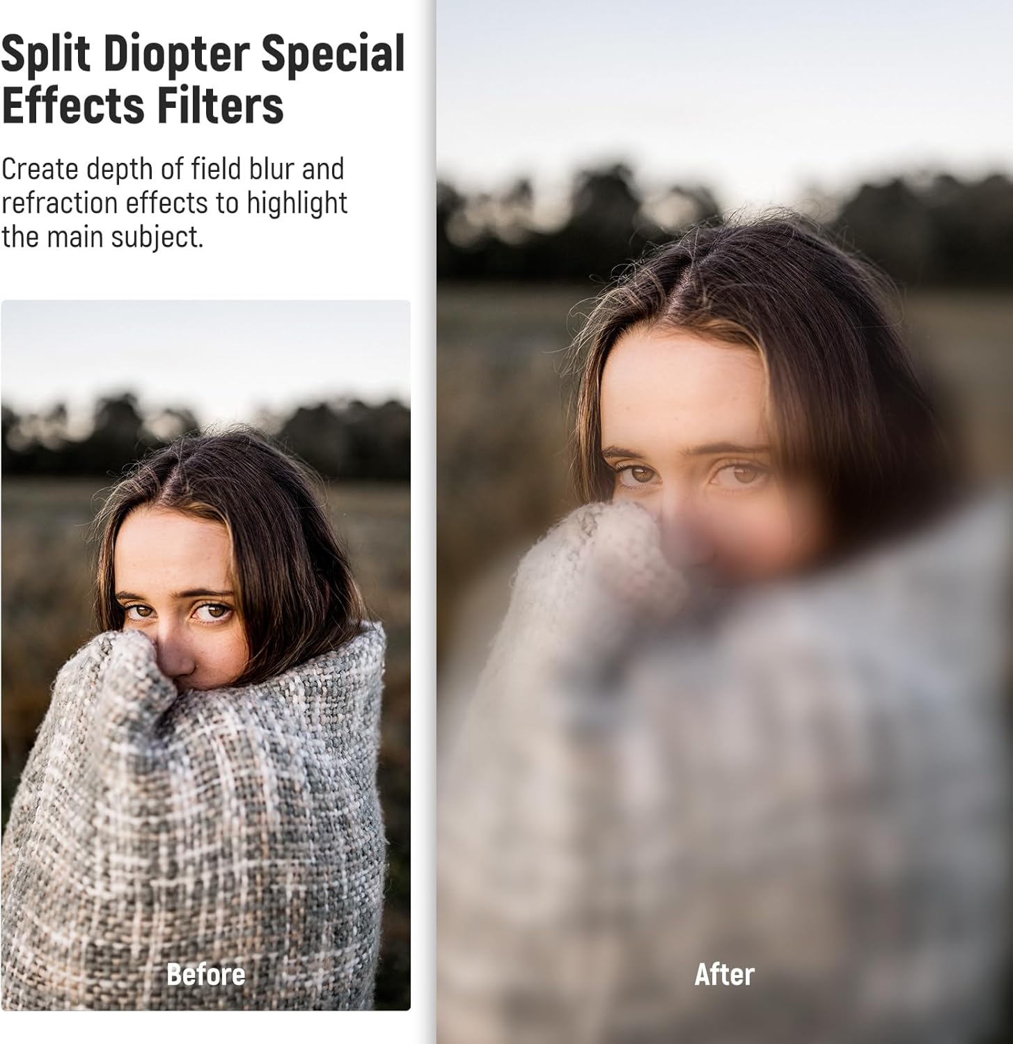 NEEWER 79mm Split Diopter Effect Filter Half Domed Photography Prism Filter with Hand Grip, 1/4" Screw Hole for Magic Arm Small Tripod, BK9 Optical Crystal Glass Semicircular for Foreground Blur