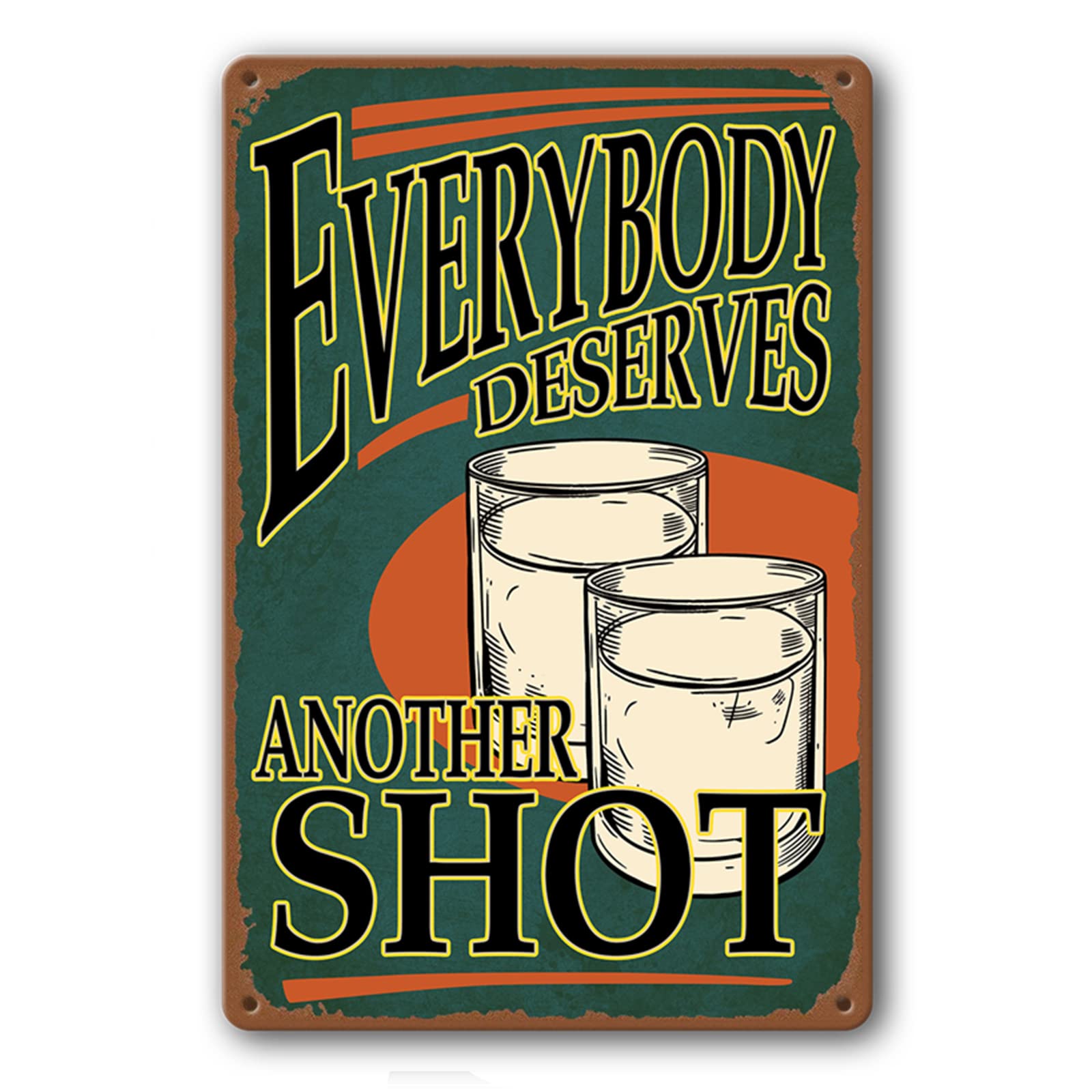 Funny Bar Tin Sign Vintage Metal Signs for Home Bar Man Cave Wall Decor Unique Fireball Decor Kitchen Everybody Deserves Another Shot Sign Personalized Accessories 8x12 Inch