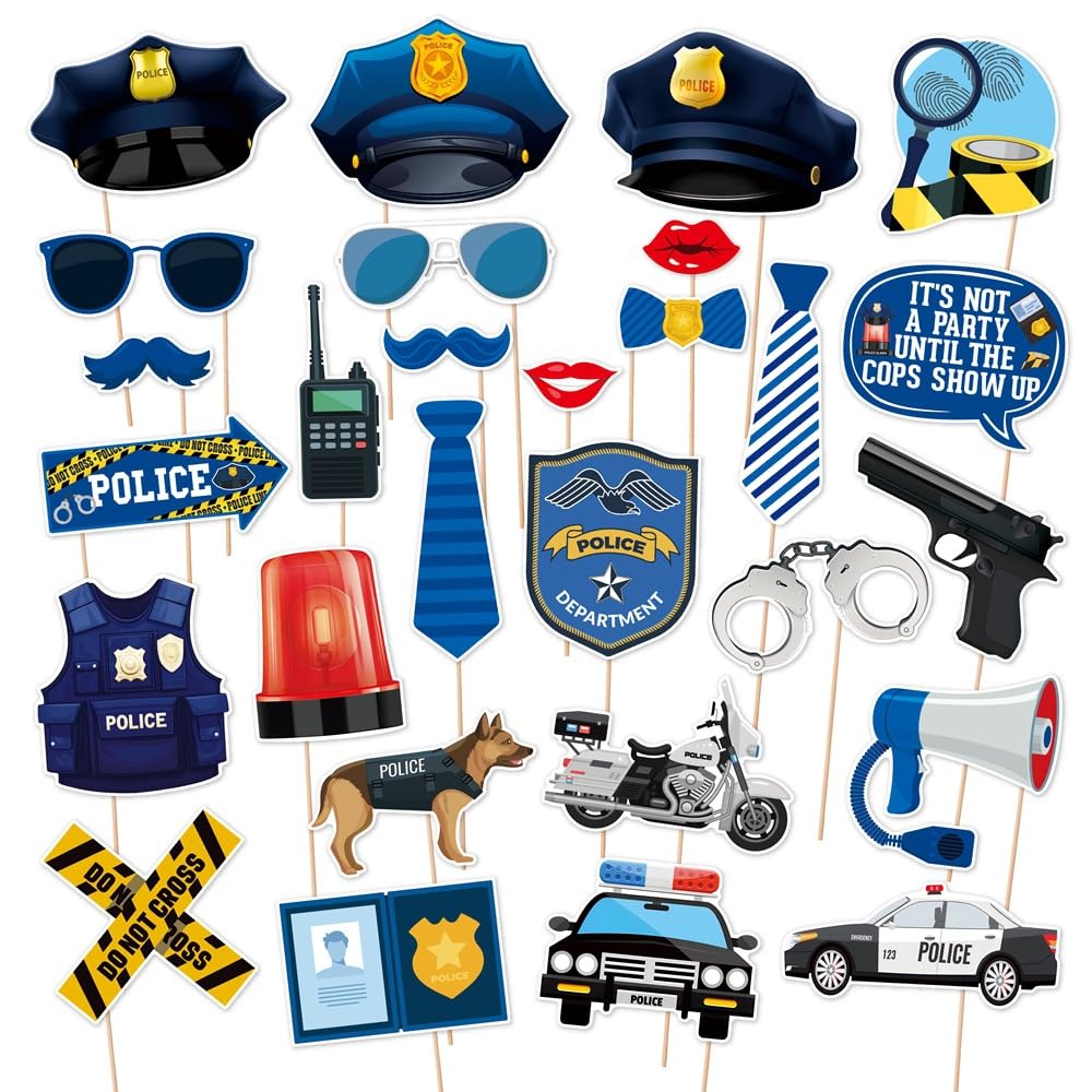Accessoires de photomaton police pour animer facilement un anniversaire d'enfant rigolo