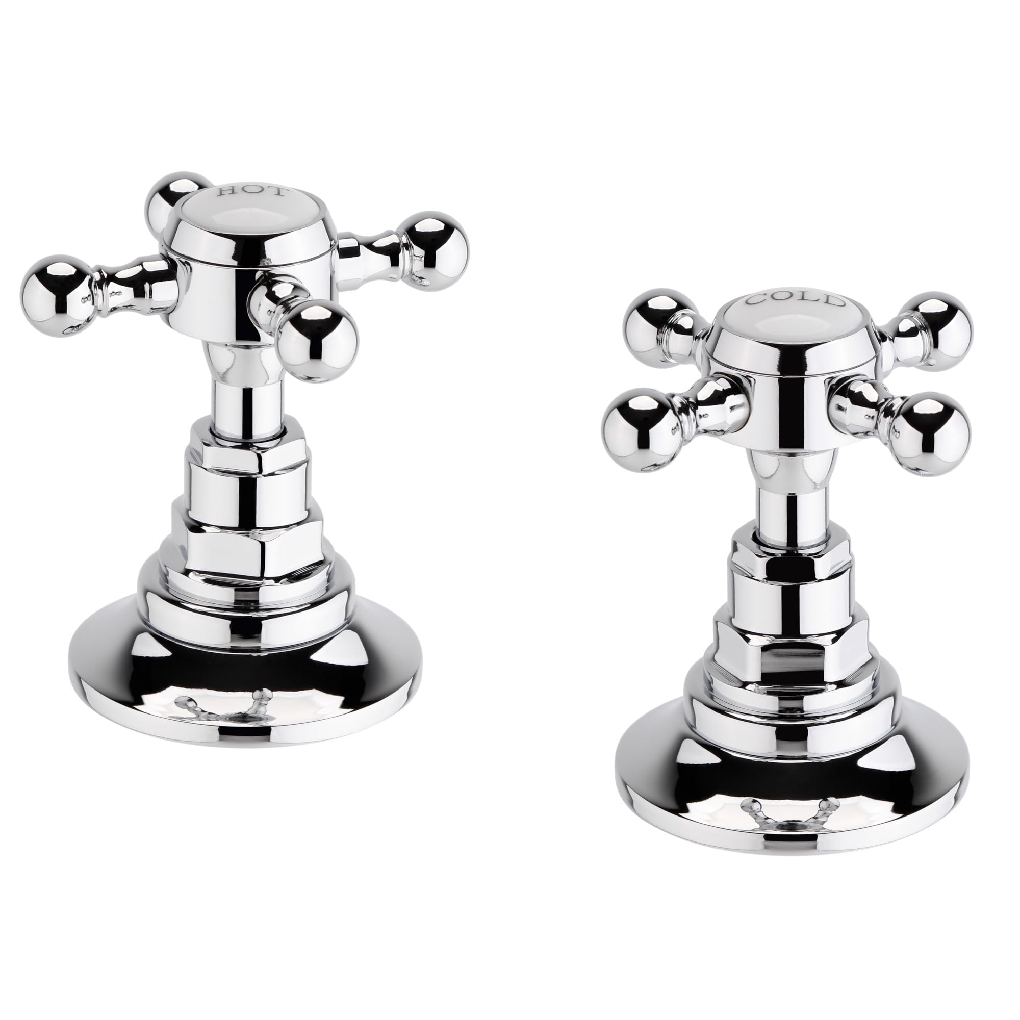 ENKI, SV09, Traditional Crosshead 3/4" Deck Bath Side Valves, Pair, Chrome