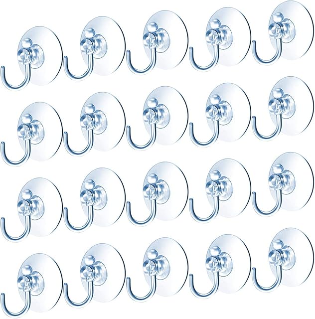 Suction Cup Hooks Clear Plastic Sucker Pads for Window Glass Shower Bathroom Kitchen Wall with 30mm 20 Pack Support Festivals Parties Events Theme Carnival Decorations