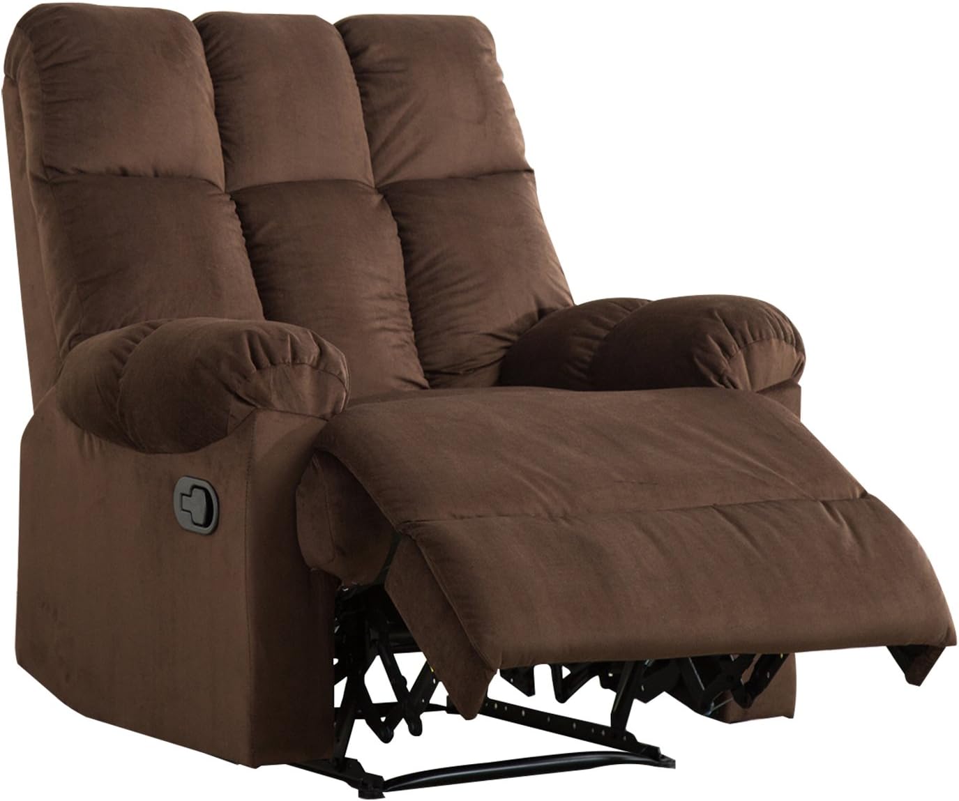 BONZY Recliner Chair with Quilted Padded Backrest Pull Tab Upholstered Manual Recliner - Chocolate