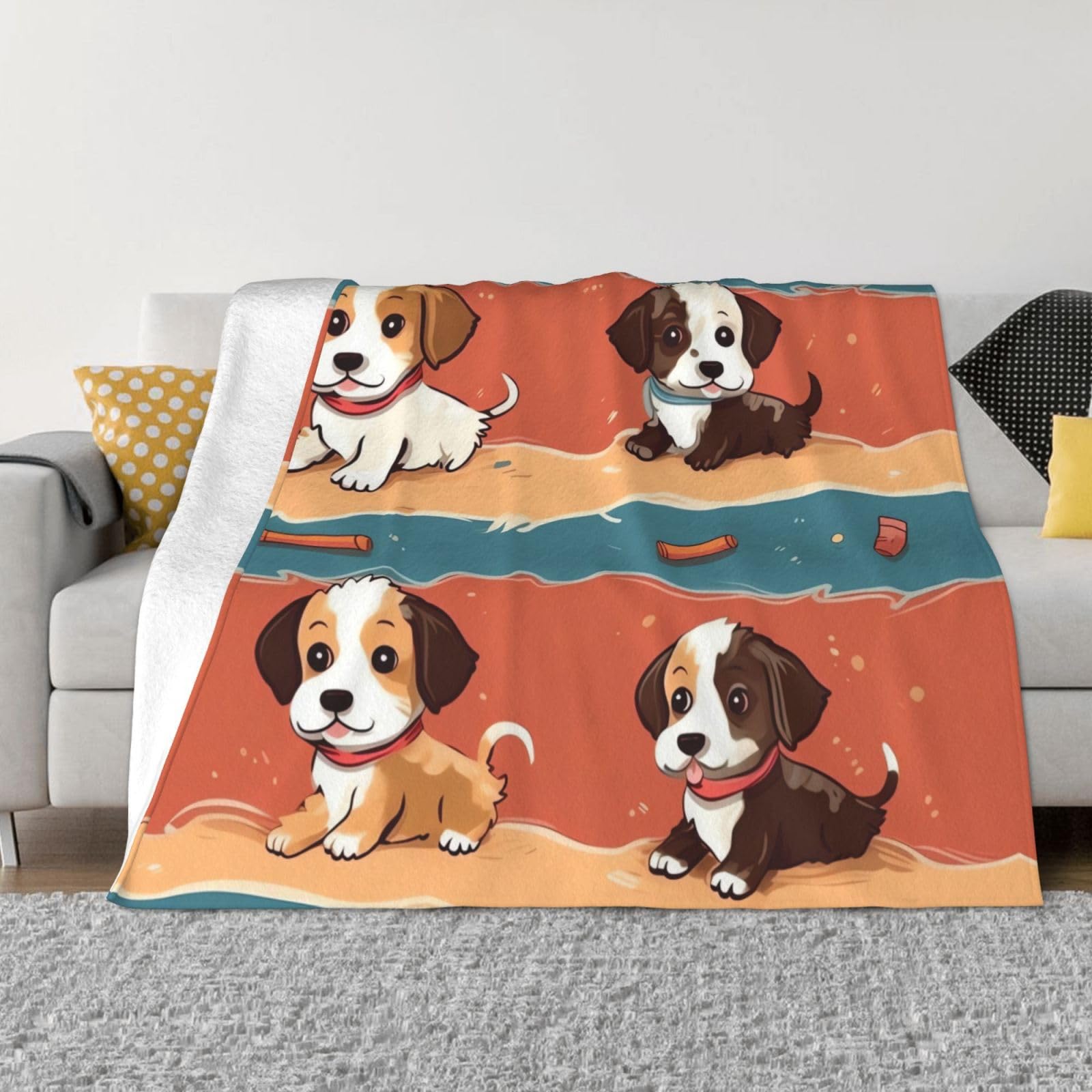 Couverture en flanelle idée cadeau réconfortante motif chiot mignon