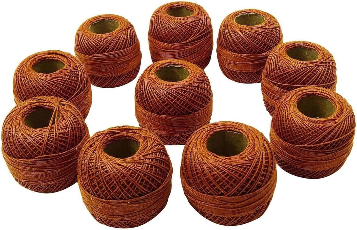 Cotton Crochet Thread Yarn Craft Tatting Knit Embroidery Long Fiber Threads Bracelet DIY Sewing Machine 10 Pieces(Brown-2)