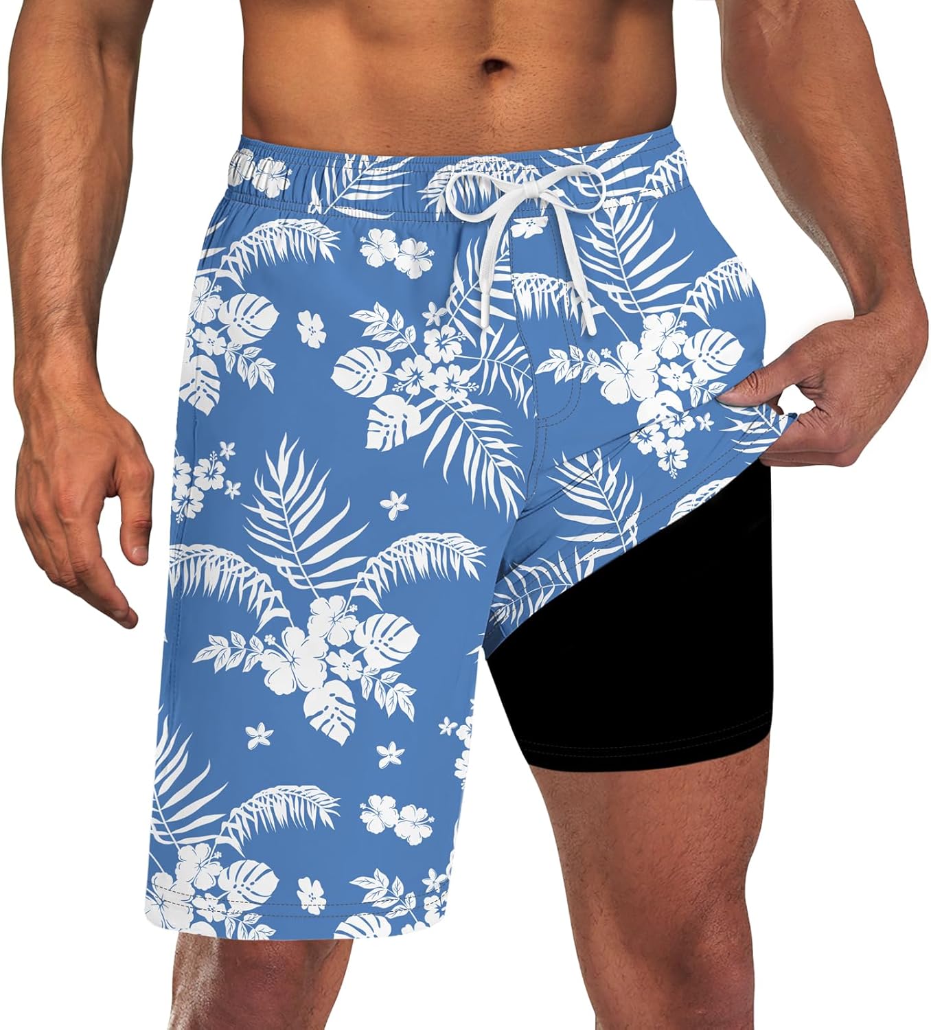 UNICOMIDEA Men Swim Trunks with Compression Liner 9 Inch Long Board Shorts