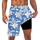 UNICOMIDEA Men Swim Trunks with Compression Liner 9 Inch Long Board Shorts