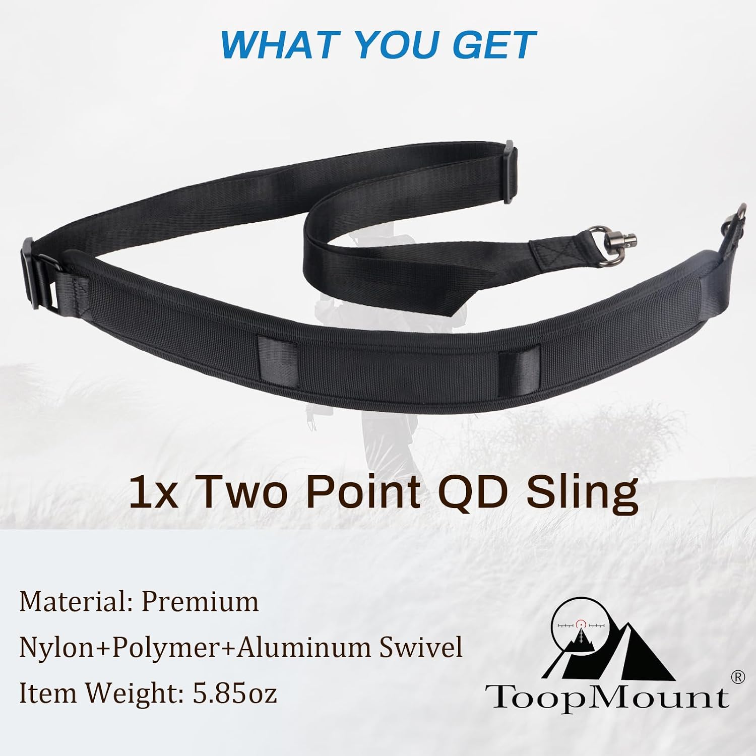 Two Point and Traditional Slings, Quick Adjust 2 Point QD Sling, Quick Release Sling with Push Button QD Swivels Quick Adjustment, 2 Point Tactical Sling with Adjustable Loop