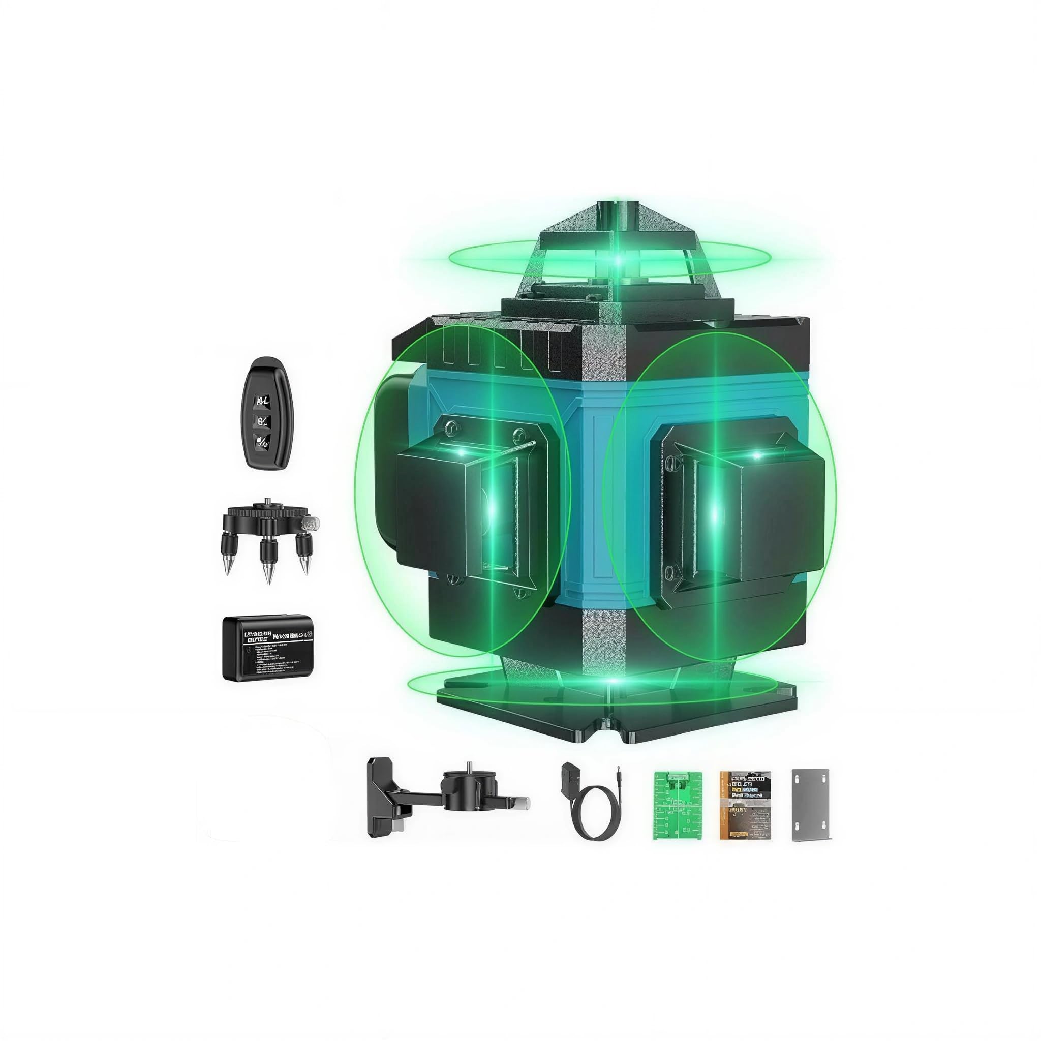 GrecoShop Livella Laser Autolivellante 4D 16 Linee con Telecomando – Tracciatore Professionale Verde, Alta Precisione, 360°, Ideale per Lavori Edili, Piastrellisti e Fai da Te