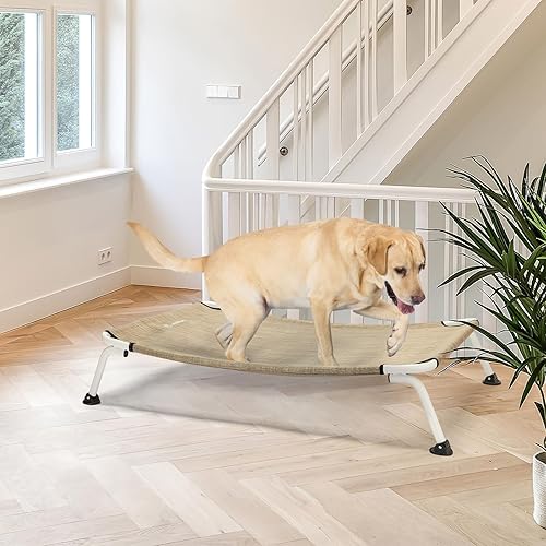 Miniatura 8 de Veehoo Cama Elevada para Perros para Exteriores, Camas Elevadas Impermeables y Refrescantes para Perros Grandes, Hamaca Curvada Fuera del Suelo para