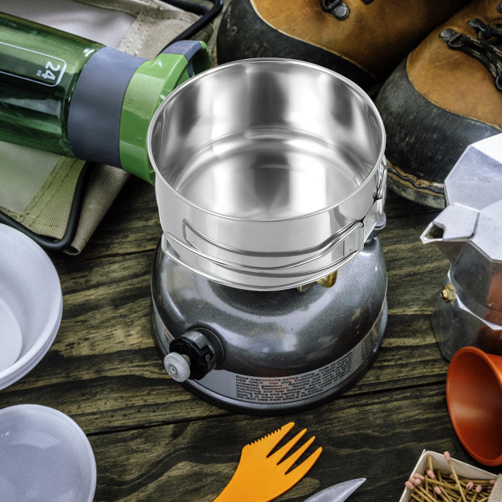Camping Topf und Pfannenset aus Edelstahl 4 Stück für Outdoor