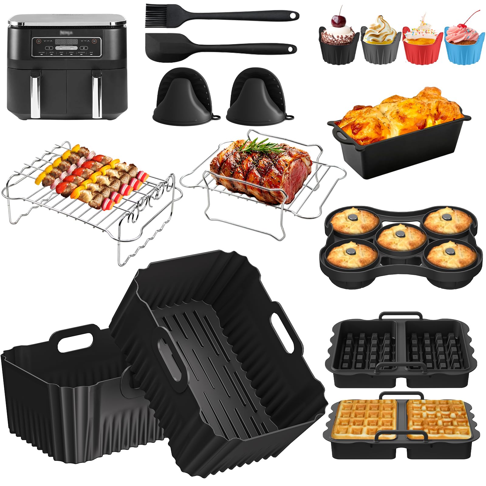 Grilles Air Fryer en acier inoxydable et silicone premium 9.5L