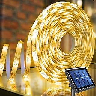 Upgraded 19.6FT 180 LED Solar Powered LED Strip Lights, Stairs Step Lights Outdoor Waterproof, Garden Lights for Christmas...