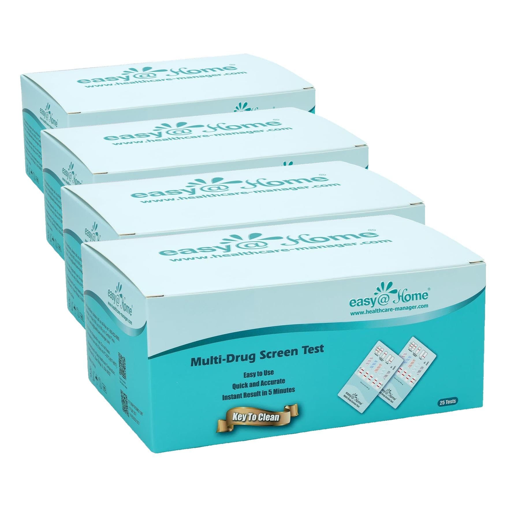 Easy@Home 5 Panel Urine Drug Test Kit [100 Pack] - THC/Marijuana, Cocaine, OPI, AMP, BZO All Drugs Testing Strips in One Kit - Home Use Drug Detox Tests with Results in 5 Mins #EDOAP-754