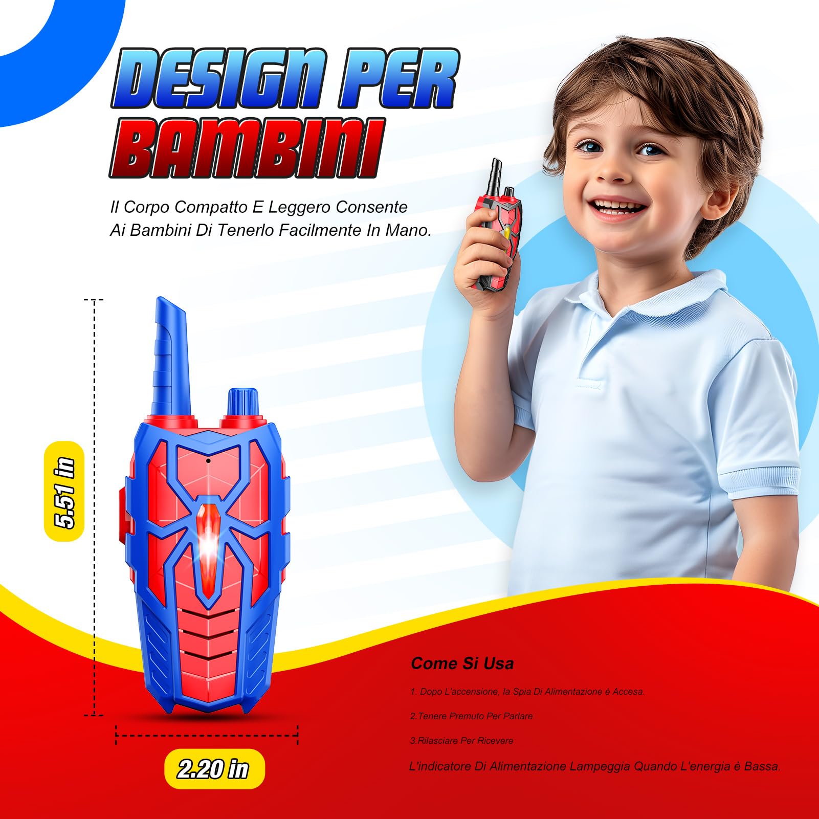 Toyokid Giochi Bambini 3 4 5 6 7 8 9 10 Anni, Walkie-Talkie Regalo Bambino 3 4 5 6 7 8 9 10 Anni Maschio Walkie Talkie Bambini Giochi da Esterno Giocattoli per Bambini Gadget Compleanno Bambini