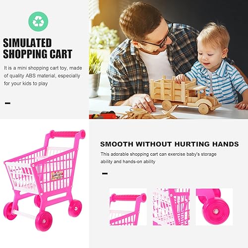 Miniatura 9 de Toyvian Mini carrito de compras carrito de supermercado, carrito de compras, carrito de almacenamiento, juguetes de simulación, soporte para