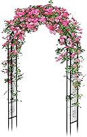 Arbuxzuy 88in Black Steel Garden Arch Arbor Trellis for Climbing Plants, Vines, Roses - 7ft Outdoor Wedding Arbor Yard Decor
