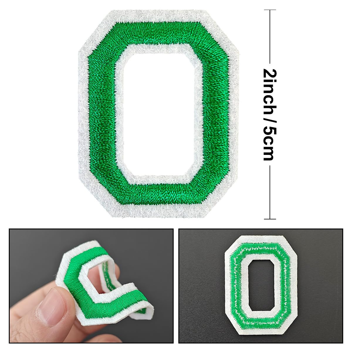 104 parches de letras del alfabeto de la A a la Z con adhesivo planchado, parches de reparación para chaquetas, camisas, sombreros, bolsos, vaqueros/verde