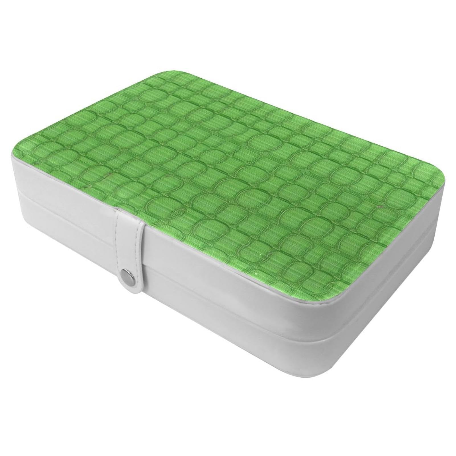 Boîte à bijoux avec boucle en métal circulaire vert portable