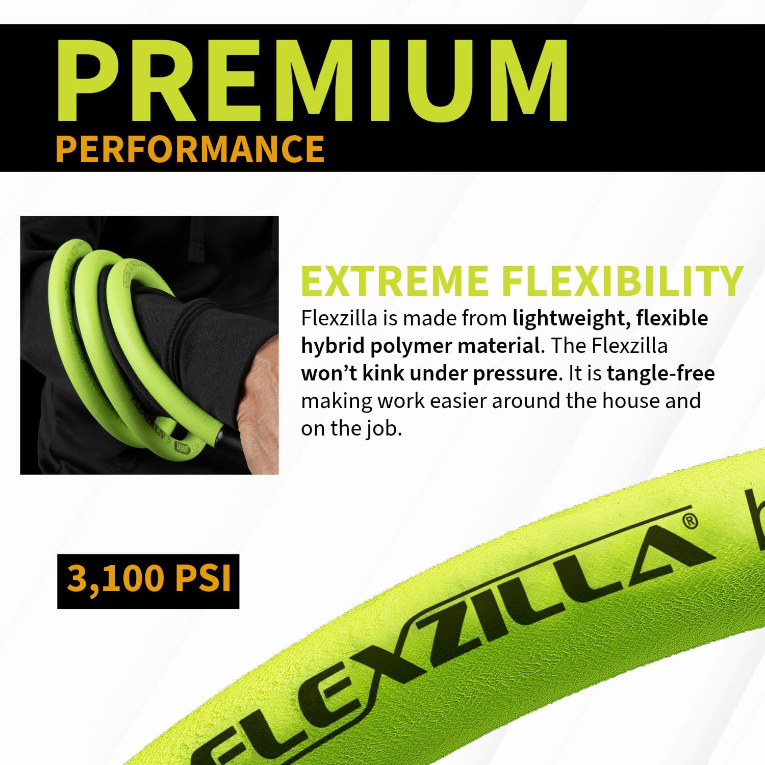 Flexzilla Pressure Washer Replacement Hose, 1/4 in. x 50 ft., 3100 PSI, photo 3