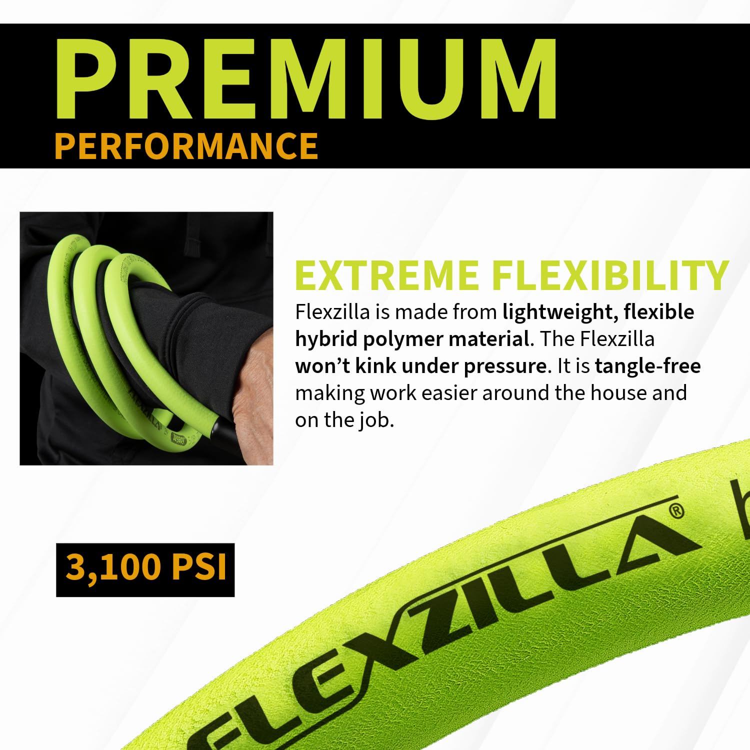 Legacy Manufacturing Flexzilla Limpiador a presión Manguera con M22 Accesorios, 1/4 in. x 50 pies., ZillaGreen – hfzpw3450 m