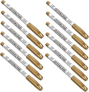 SEWACC 12 Peças Marcadores Metálicos Canetas Marcadoras Metálicas Canetas De Tinta De Tecido Marcadores Dourados Caneta De Tinta Preta Tinta Dourada Tinta A Óleo Preta Marcadores De