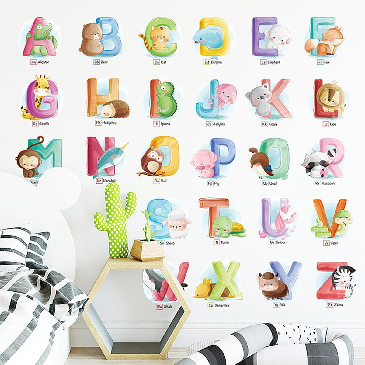 Toddmomy 3 Piezas Infantil de Letras y Animales Pared Adhesivos Decorativos Habitaciones de Aplicación y Material