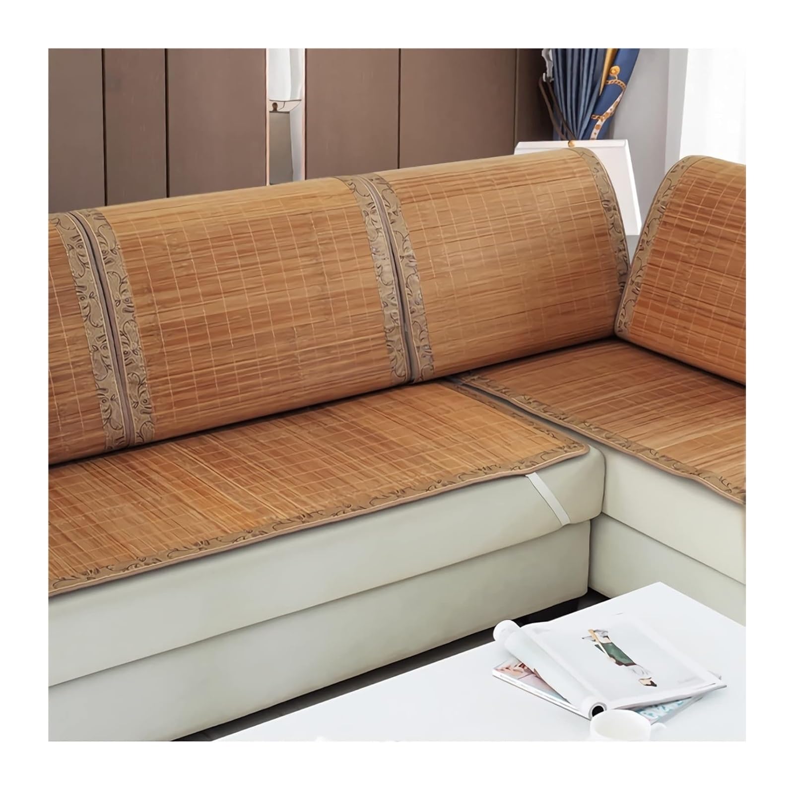 QCKNKMGG Cooling Bamboo Sofa Mat, Bamboo Cooling Sofa Mat Non Slip Summer Cushion Multiple Sizes(G,70 * 180cm)