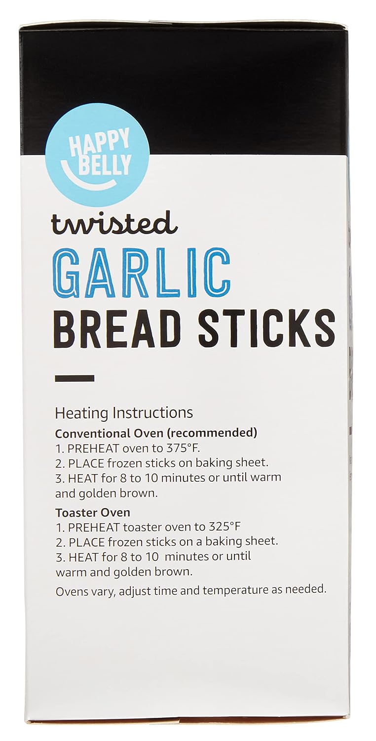 Amazon Brand - Happy Belly Twisted Garlic Bread Sticks, 10.5 Ounce (Frozen)
