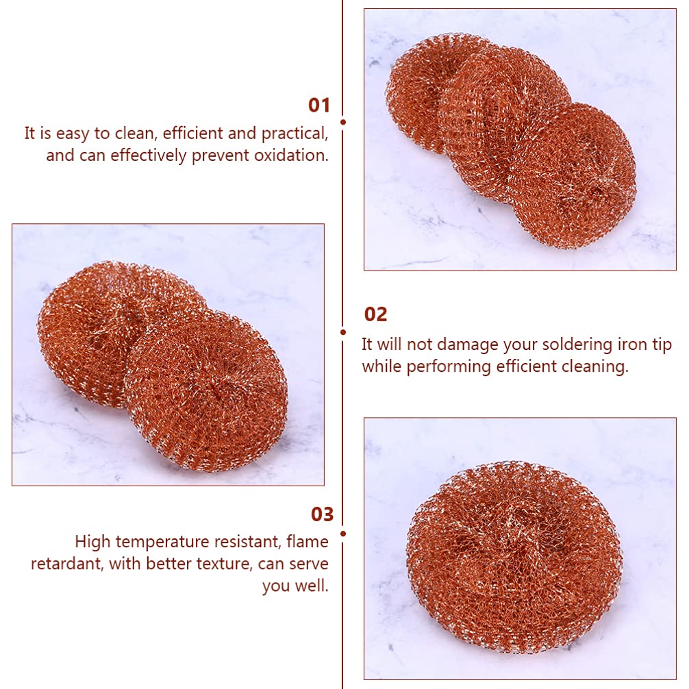 6pcs Tin-absorbing Copper Ball Stainless Steel Cleaner Window Film Privacy Soldering Tip Solder Tip Cleaner Stainless Steel Scourer Brass Tip Cleaner Iron Cleaning Silk