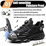 TimGross Safety Chaussures pour hommes acier orteil travail sneakers léger glissade sur la construction indestructible chaussures non-dérapantes