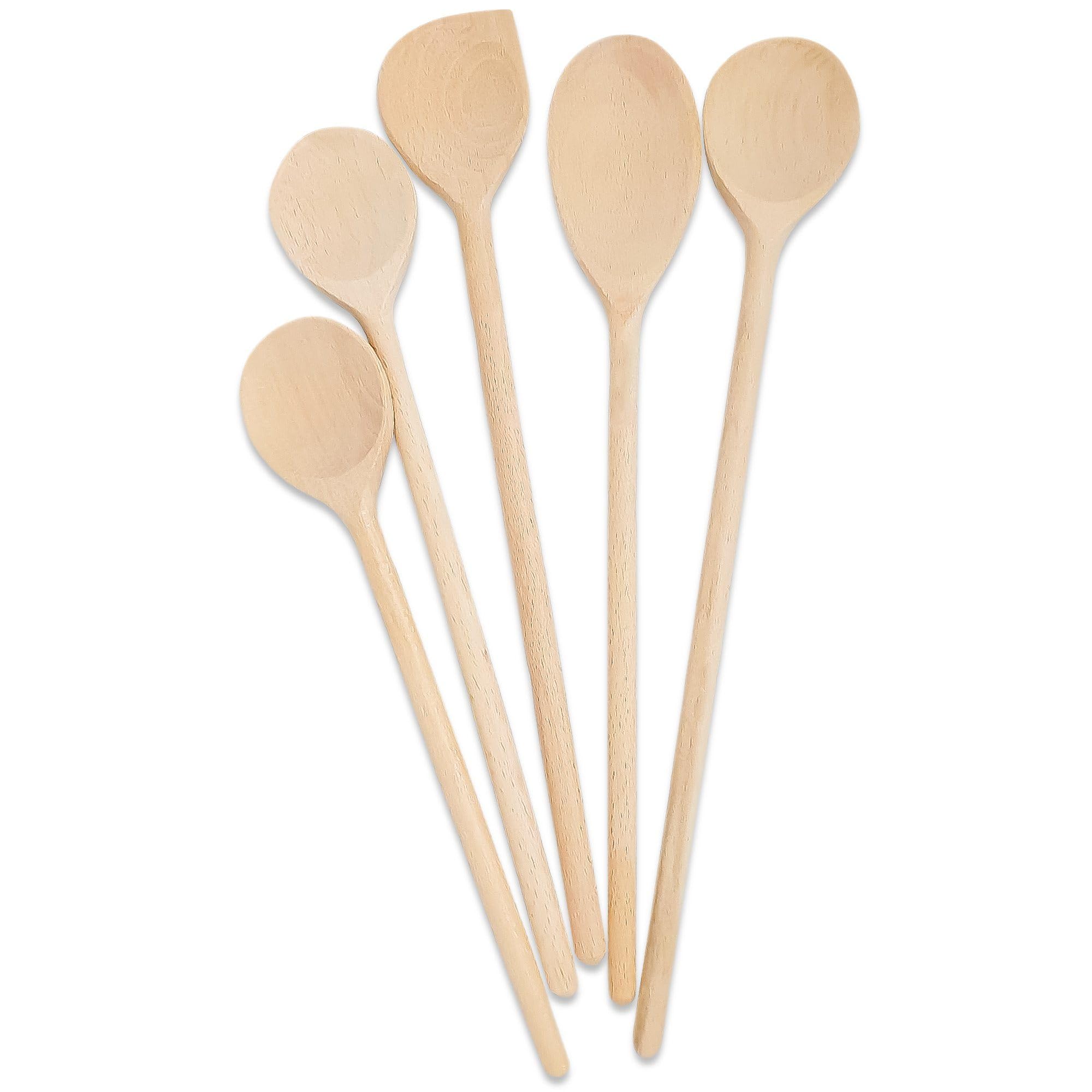 Cucharas de cocina - Set de 5 cucharas de cocina - 25-32 cm Cucharas de cocina de madera