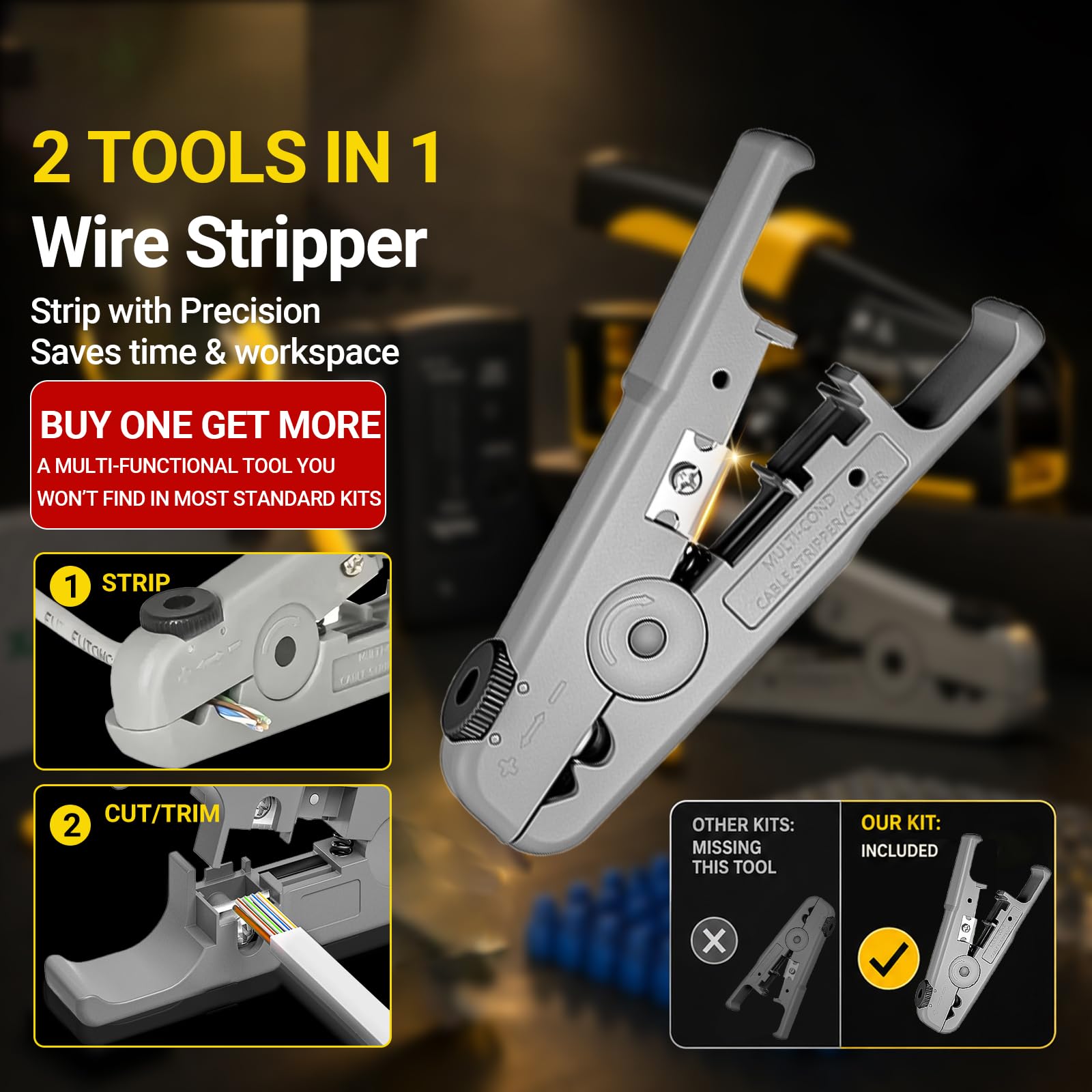 Outil de sertissage Cat7 RJ45, Cat 7, Cat6, Cat5, kit d'outils de sertissage réseau avec testeur de câble, dénudeur multiplié, lames, 50 connecteurs Cat 6 et bottes anti-traction