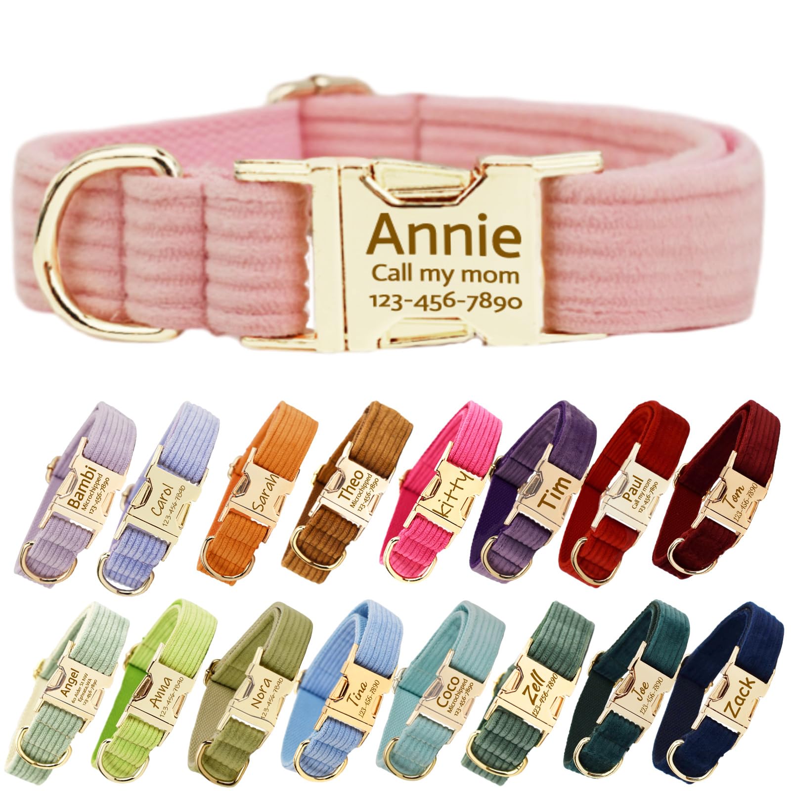 Collar Perro Personalizado con Hebilla de Metal, ccollar Personalizado Perro con Fuentes de Nombre y número de teléfono, Collares Personalizados de tamaños Ajustables para Perros Grandes