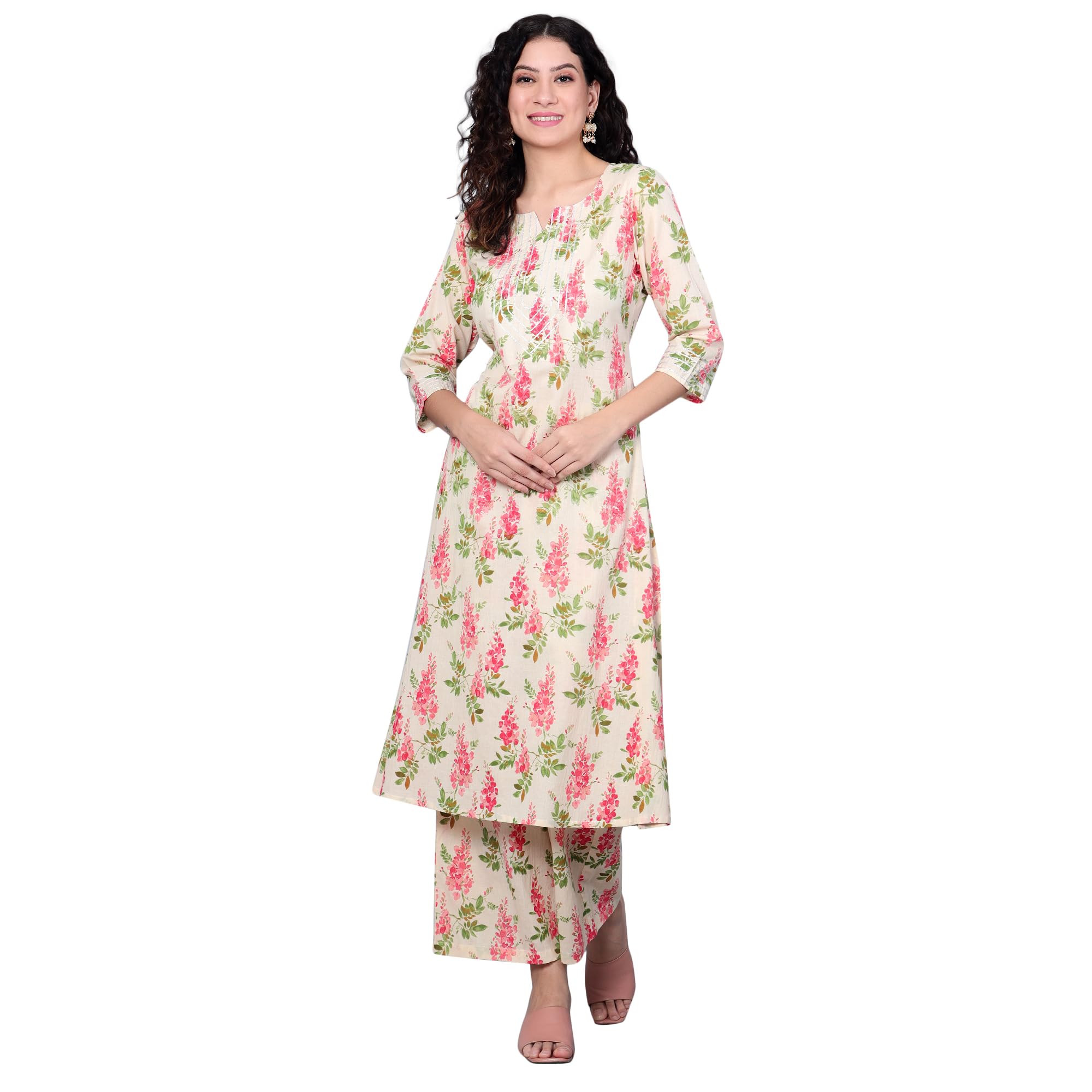 Idalia Womens Ethnic Wear Multicolor Printed Cotton Kurta Set For Women Fashion