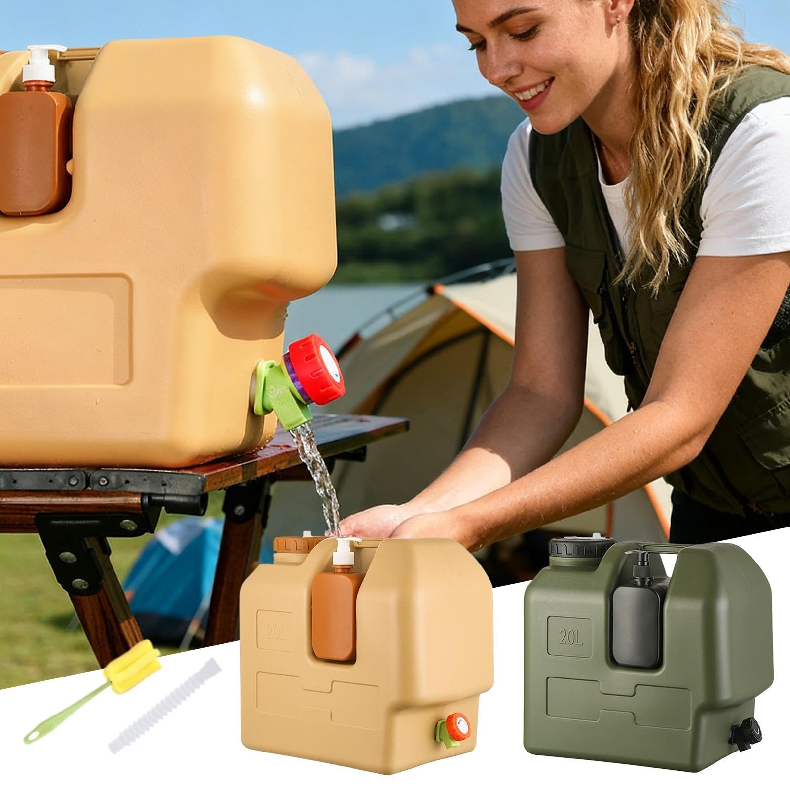 Contenitore d'acqua da campeggio, contenitore portatile e resistente, 20 l, grande dispenser per acqua da campeggio, per escursioni, picnic, viaggi, sopravvivenza, viaggi zaino in spalla, caccia