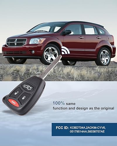 Miniatura 7 de ECCPP Funda para llave de coche sin cortar sin cortar con control remoto para Dodge Jeep Series HT692427AA (paquete de 2)